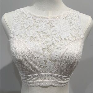 Victoria's Secret Size M White Lace Bralette with High Neckline Floral